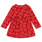Younger Girls Red Hearts Dress, 1, hi-res
