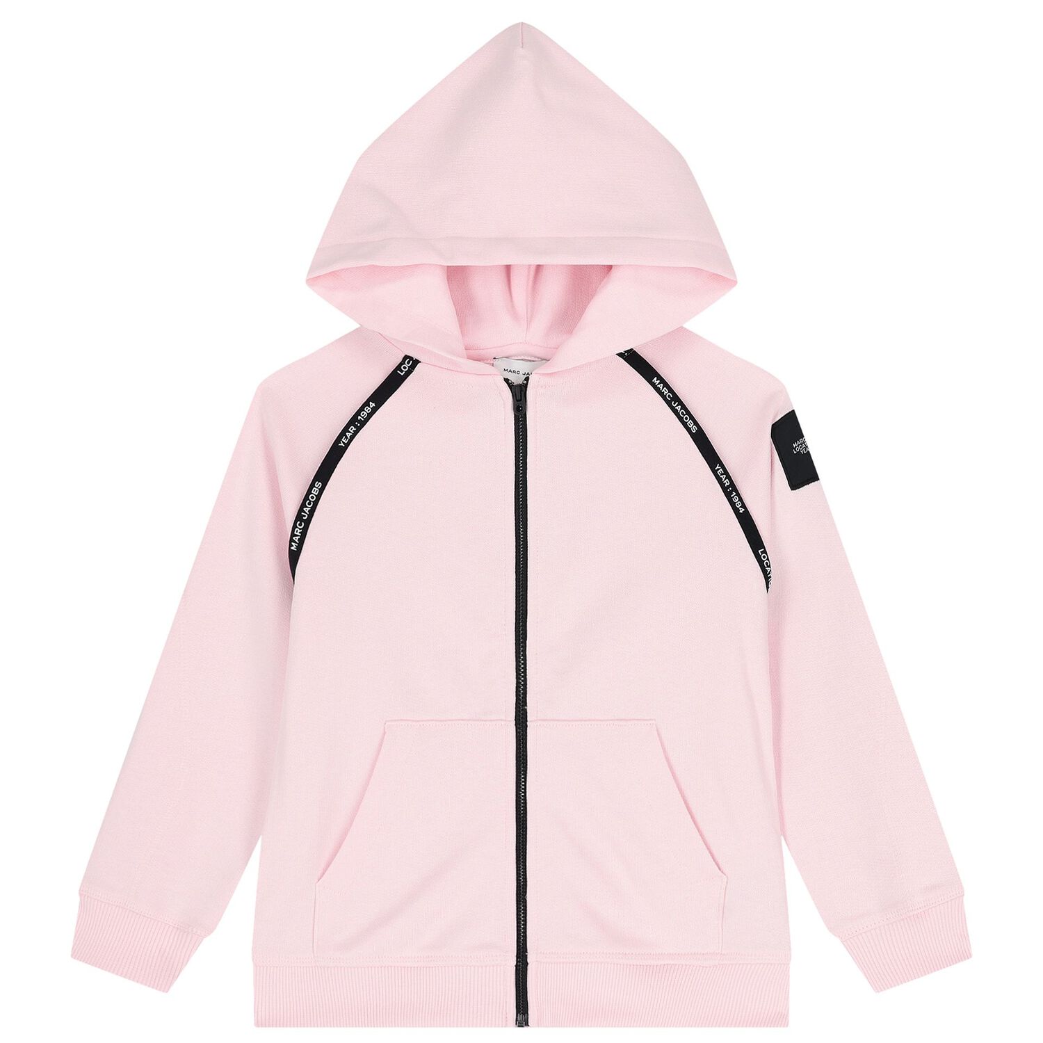 Girls Pink Logo Hooded Zip Up Top, 2, hi-res