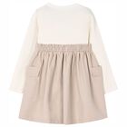 Girls Ivory & Beige Dress, 1, hi-res
