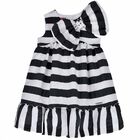 Girls Black & White Stripe Dress, 1, hi-res