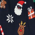 Navy Blue Knitted Festive Baby Romper, 1, hi-res