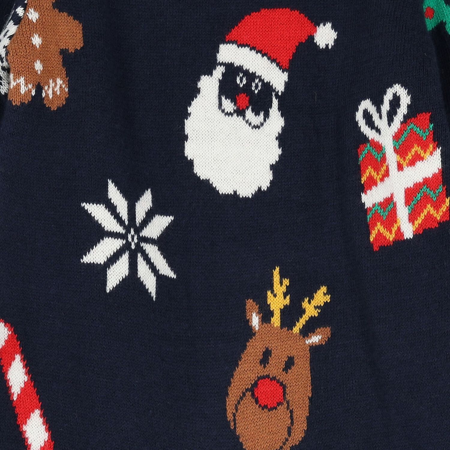 Navy Blue Knitted Festive Baby Romper, 1, hi-res