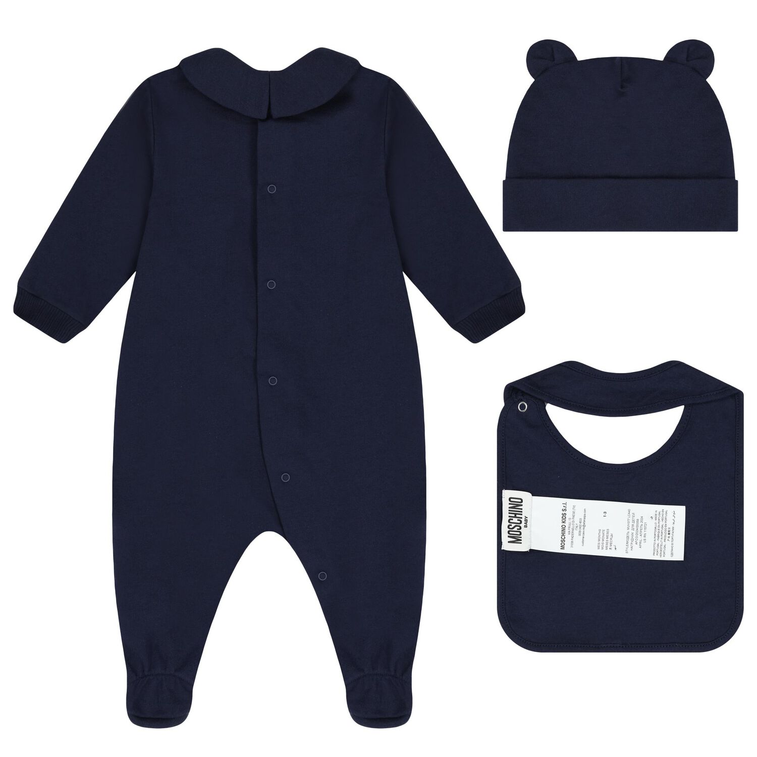 Navy Blue Teddy Bear Logo Babygrow Gift Set, 2, hi-res