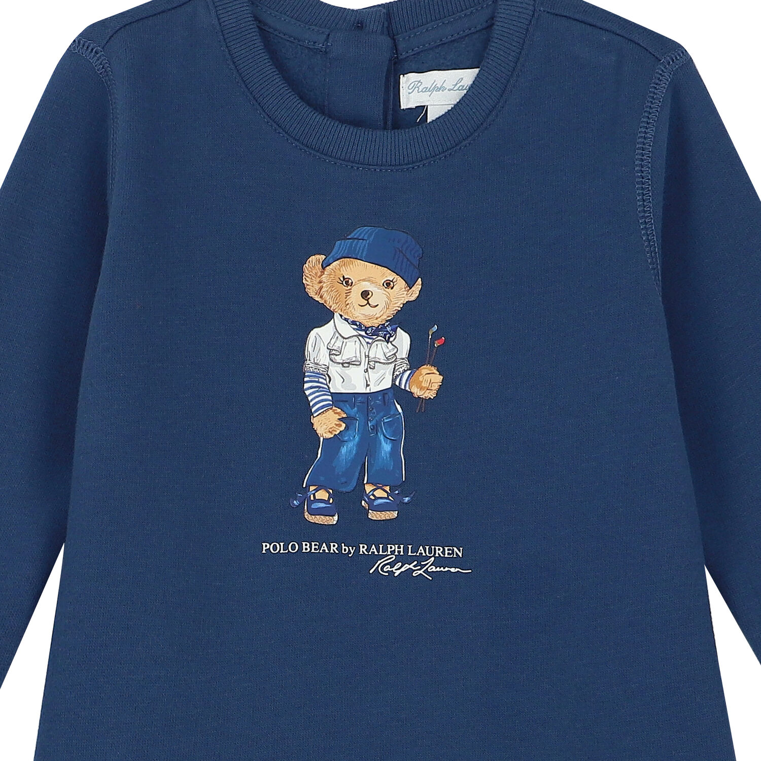 Baby Girls Blue Polo Bear Dress Set, 1, hi-res