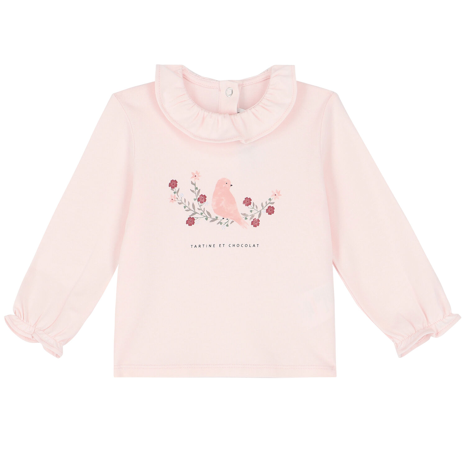 Baby Girls Pink Bird Long Sleeve Top, 1, hi-res image number null