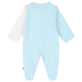 Baby Boys Blue & White Logo Babygrow