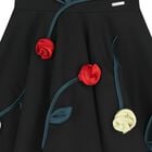 Girls Black Rose Satin Dress, 2, hi-res