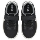 Boys Black & White Logo Trainers, 1, hi-res