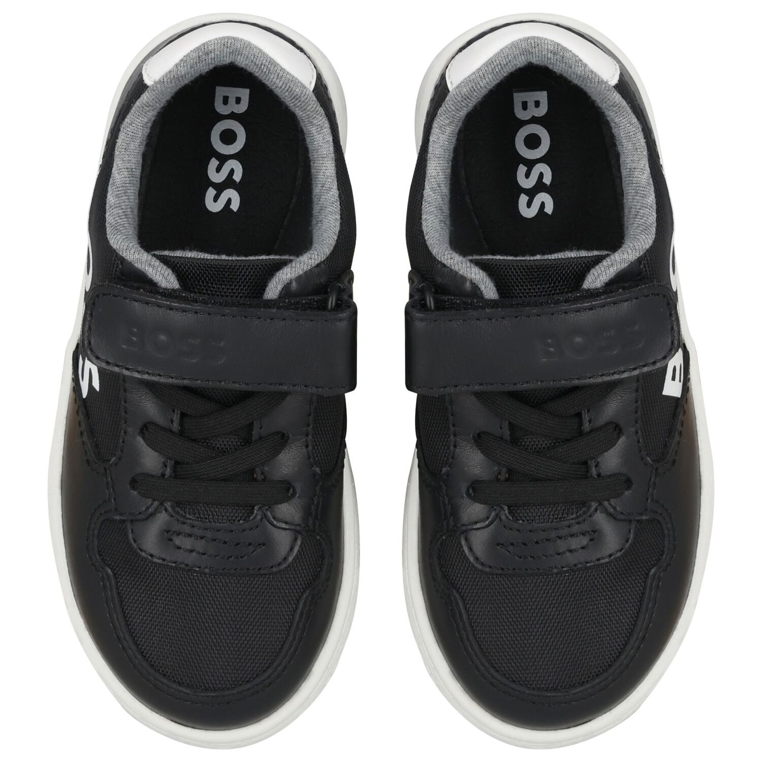 Boys Black & White Logo Trainers, 1, hi-res image number null
