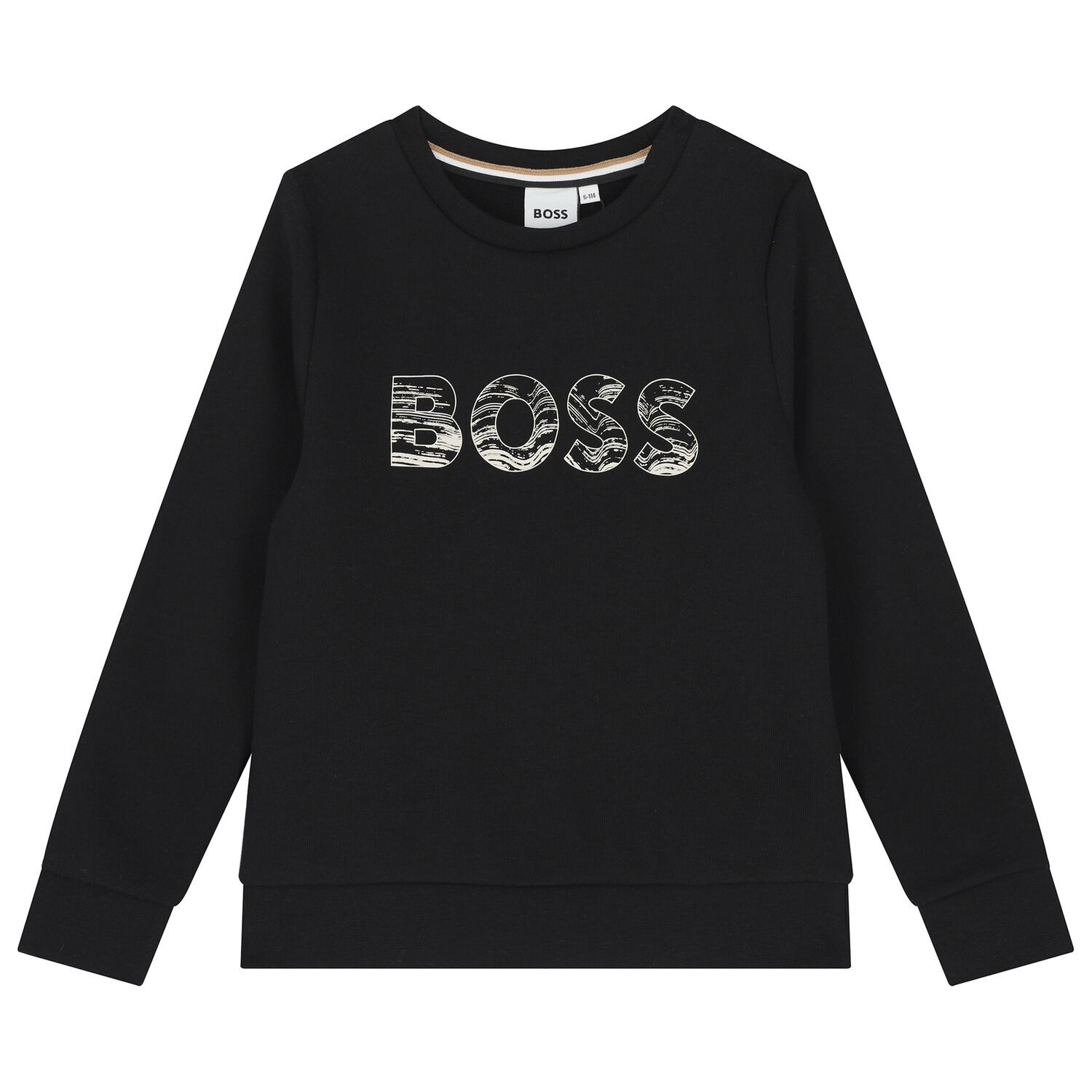 Boys Black Logo Sweatshirt, 1, hi-res