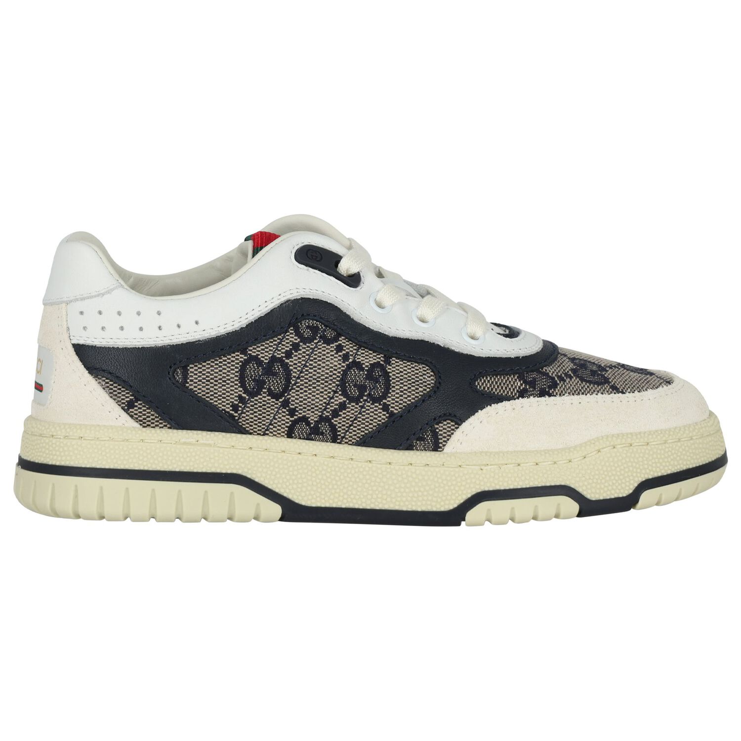 White & Beige GG Supreme Trainers, 1, hi-res