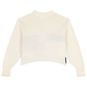 Girls Ivory Logo Knitted Sweater