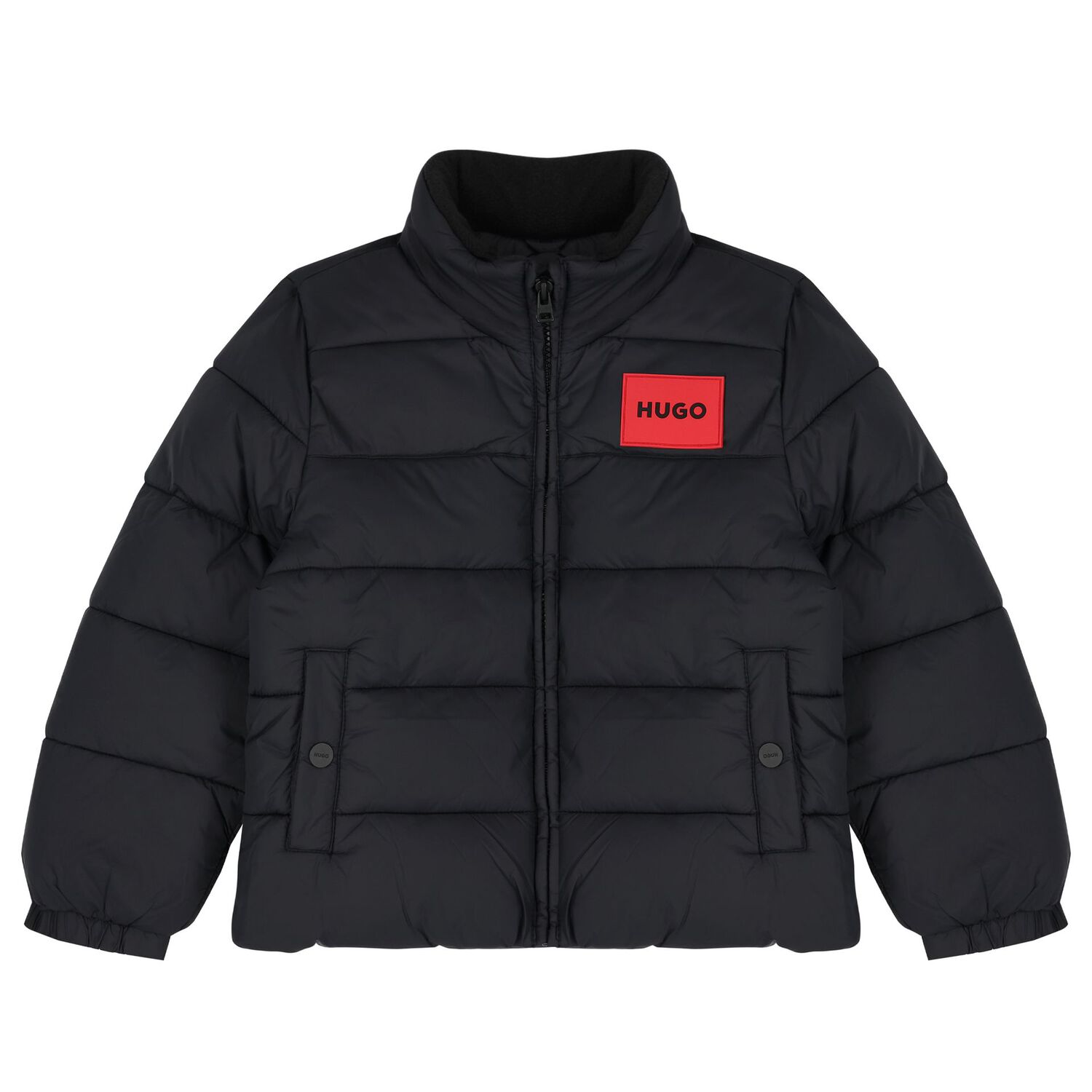 Boys Black Logo Puffer Jacket, 1, hi-res