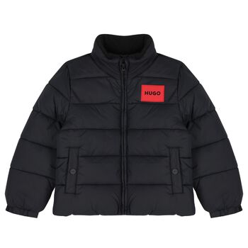 Boys Black Logo Puffer Jacket