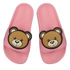 Girls Pink Teddy Bear Logo Sliders, 1, hi-res