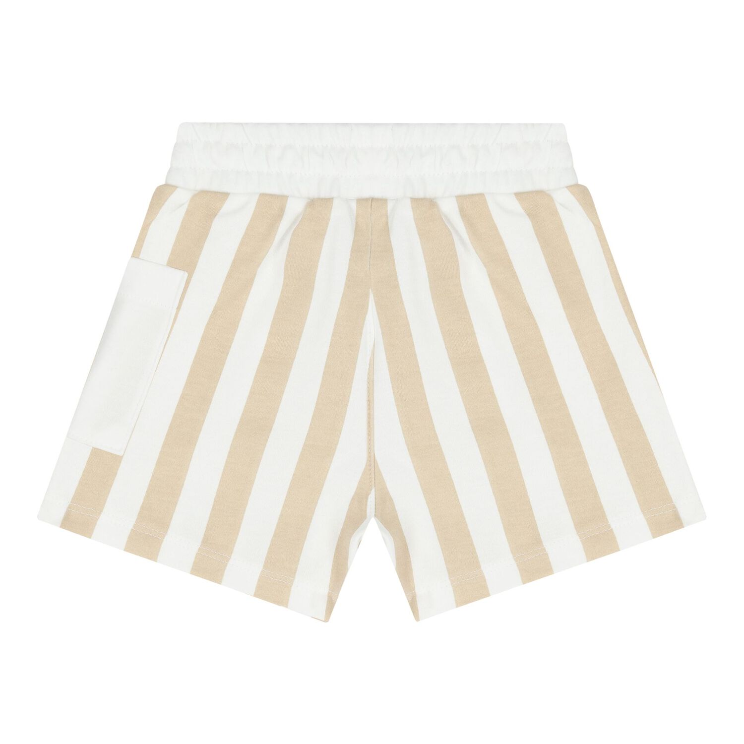 Baby Boys White & Beige Logo Shorts Set, 1, hi-res