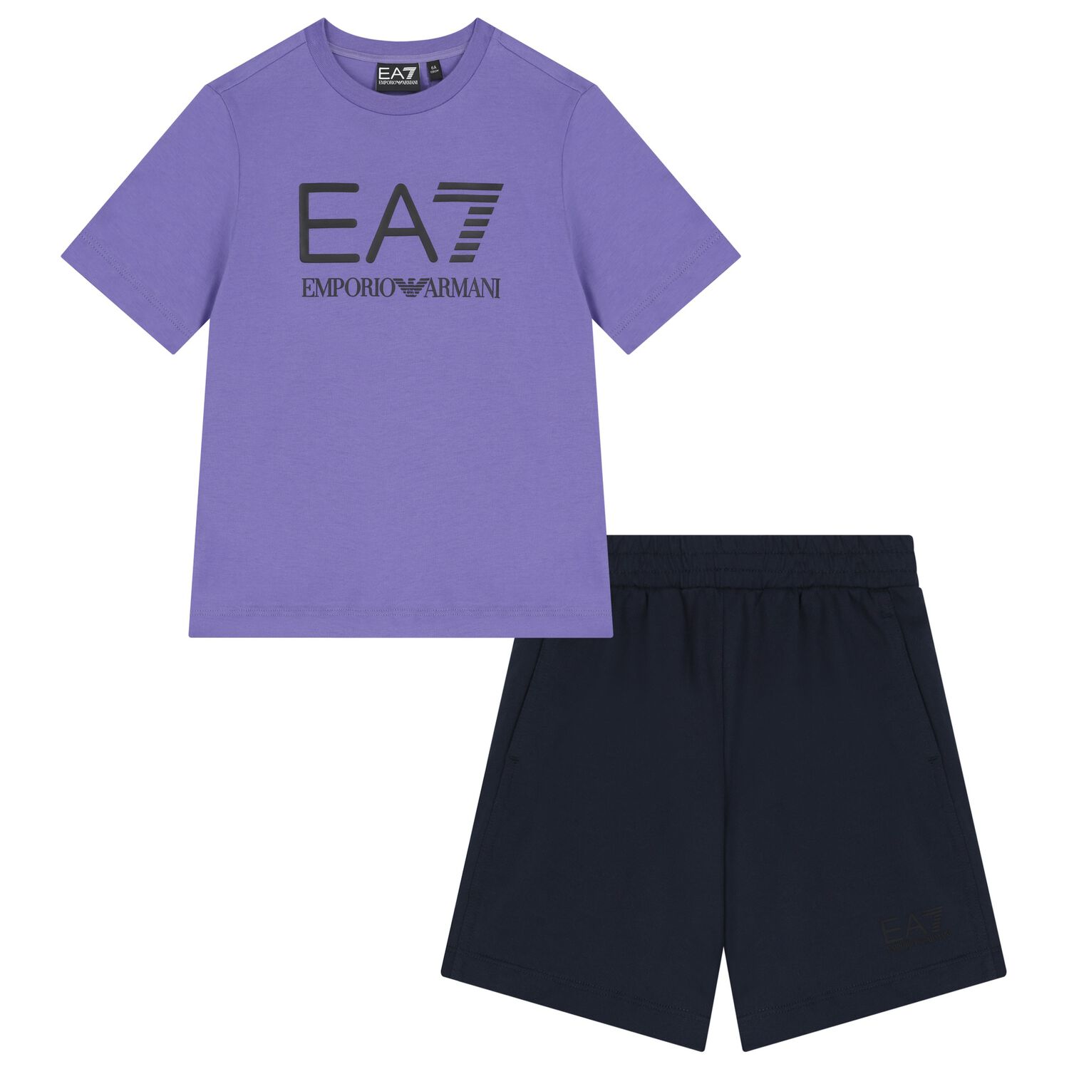 Boys Violet & Black Logo Shorts Set, 2, hi-res