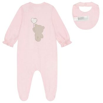 Baby Girls Pink Teddy Bear Babygrow Set
