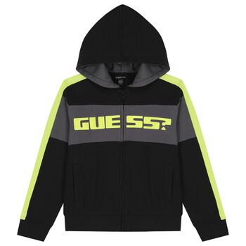 Boys Black Logo Zip Up Top