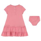 Baby Girls Pink Polo Bear Dress Set, 1, hi-res