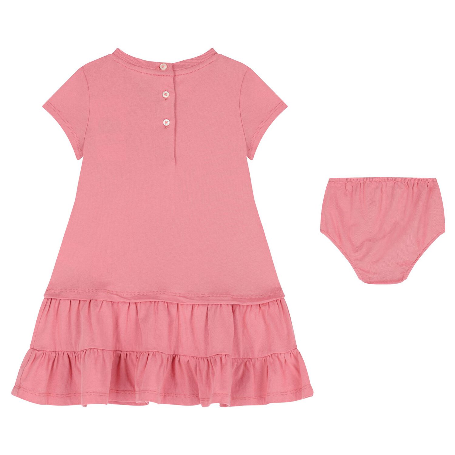 Baby Girls Pink Polo Bear Dress Set, 1, hi-res