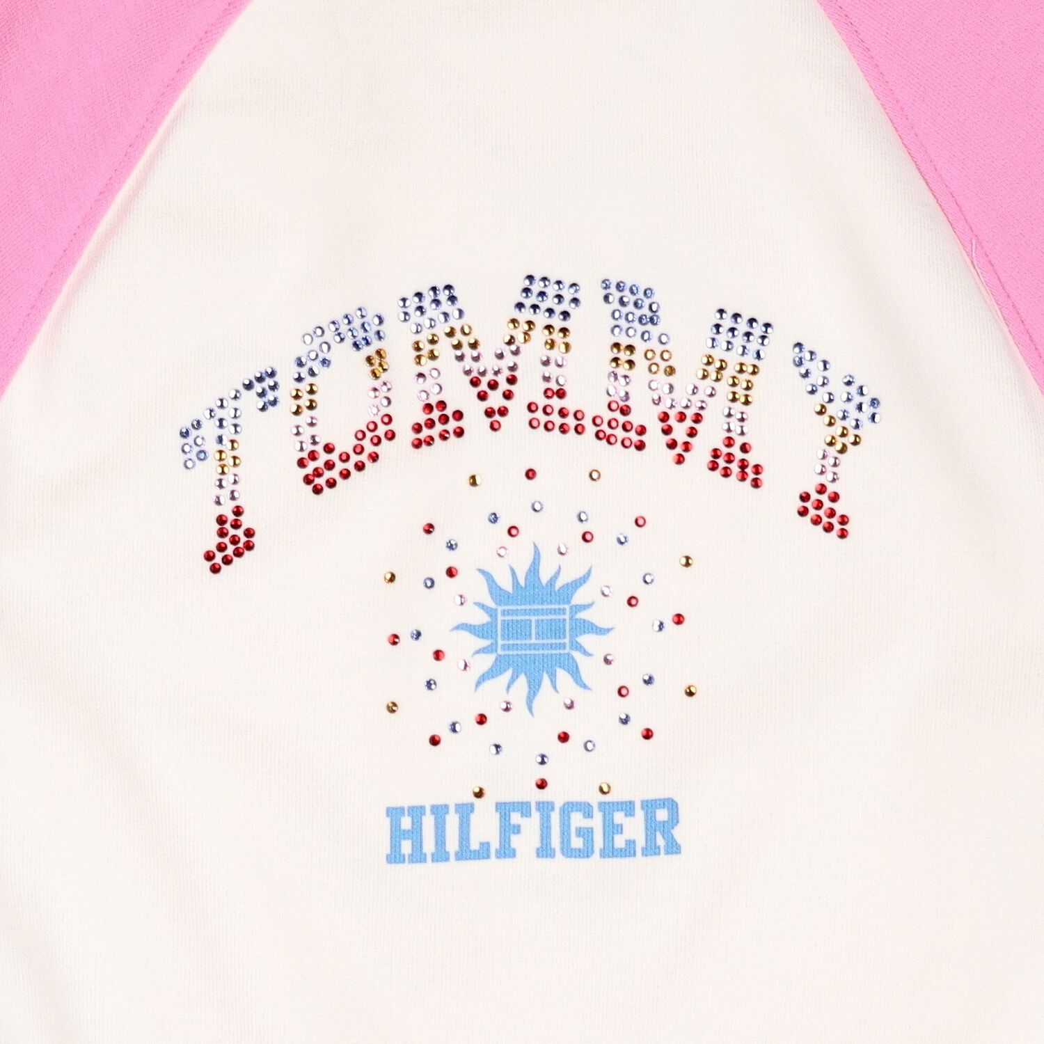 Girls Ivory & Pink Embellished Logo Bomber Jacket, 1, hi-res