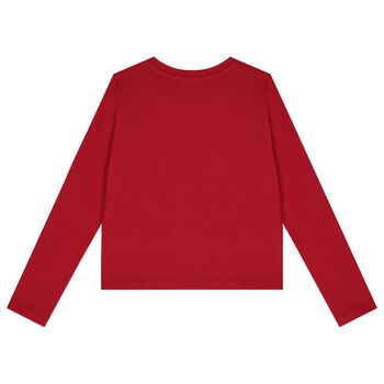 Girls Red Logo Long Sleeve Top