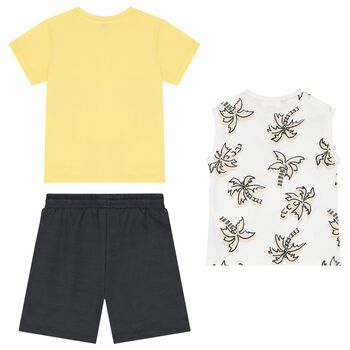 Boys Grey, Yellow & White Shorts Set