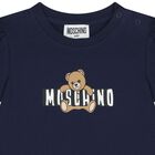 Younger Girls Navy Blue Teddy Bear Logo Dress, 2, hi-res