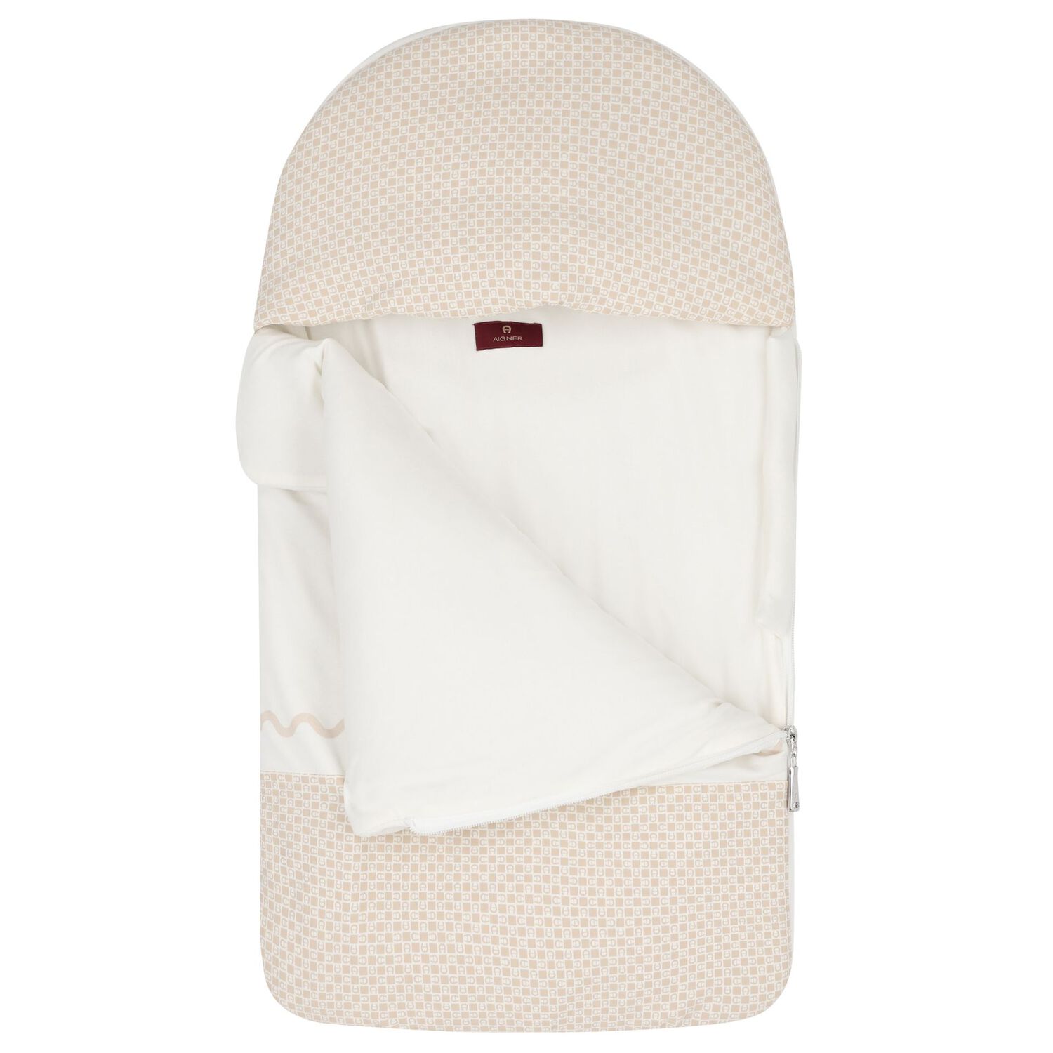 Ivory & Beige Teddy Bear Logo Baby Nest, 1, hi-res