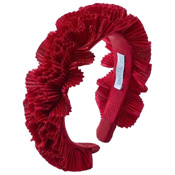 Girls Red Pleated Ruffled Headband