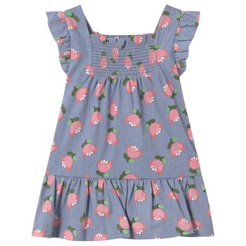 Younger Girls Purple Flower Print Dress