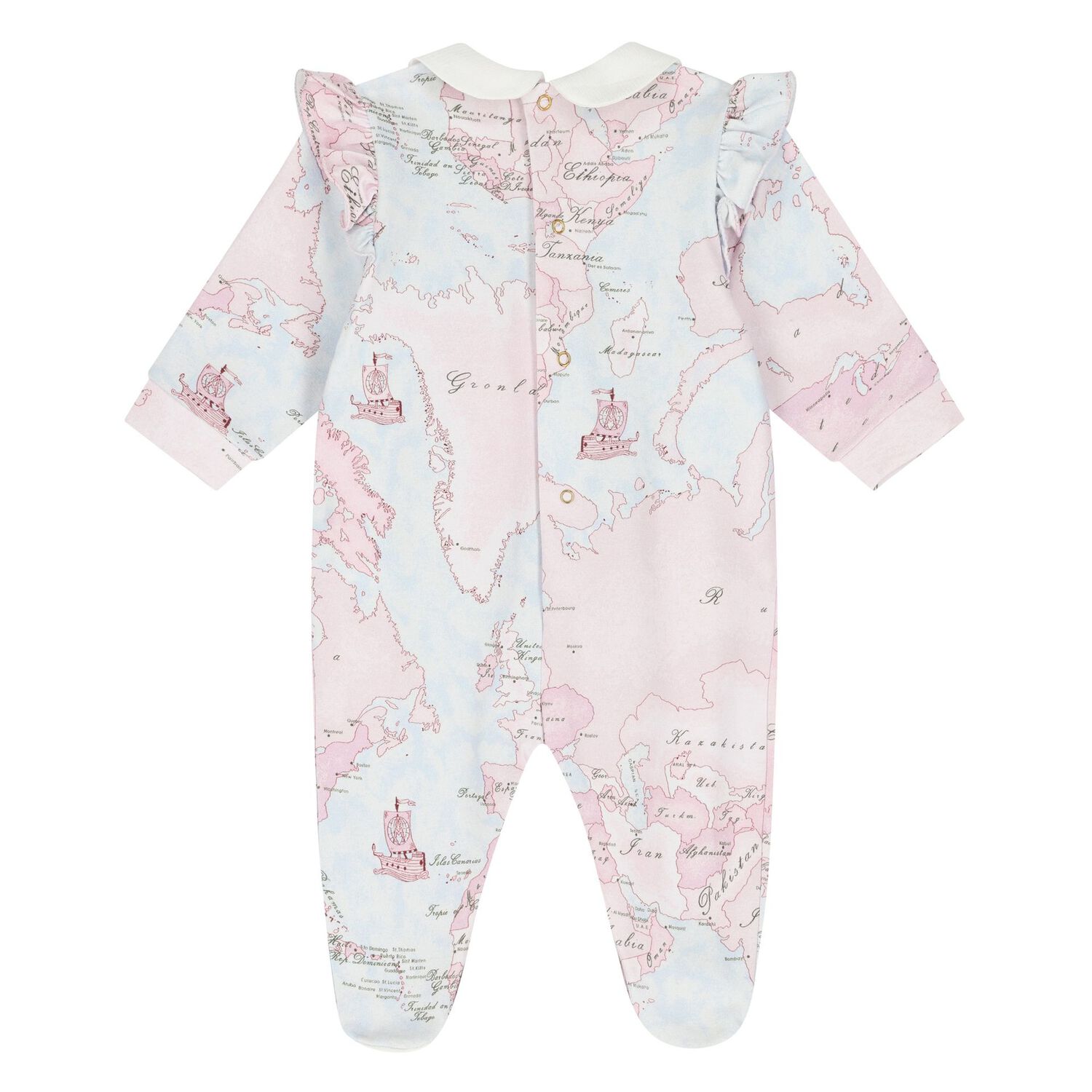 Baby Girls Pink & Blue Geo Map Babygrow, 1, hi-res