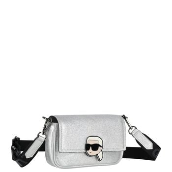 Girls Metallic Silver Ikonik Karl Logo Handbag