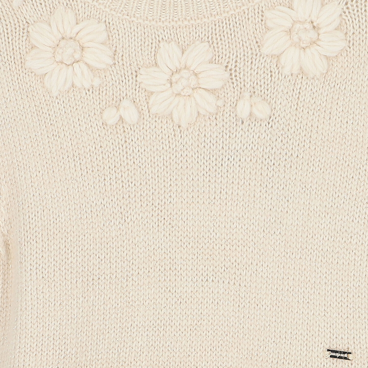 Girls Ivory Knitted Tulle Dress, 2, hi-res