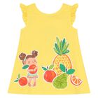 Younger Girls Yellow Fruits Dress, 1, hi-res