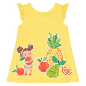 Younger Girls Yellow Fruits Dress