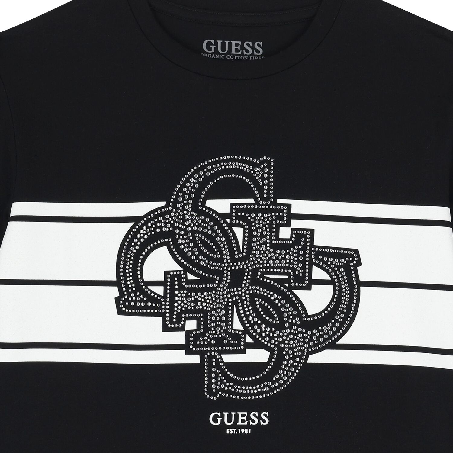 Girls Black Embellished Logo T-Shirt, 2, hi-res image number null