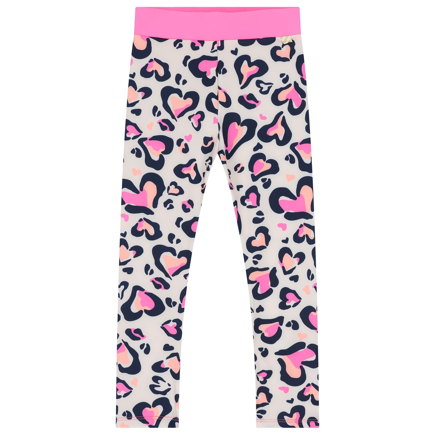 Girls Pink Leopard Hearts Leggings, 1, hi-res