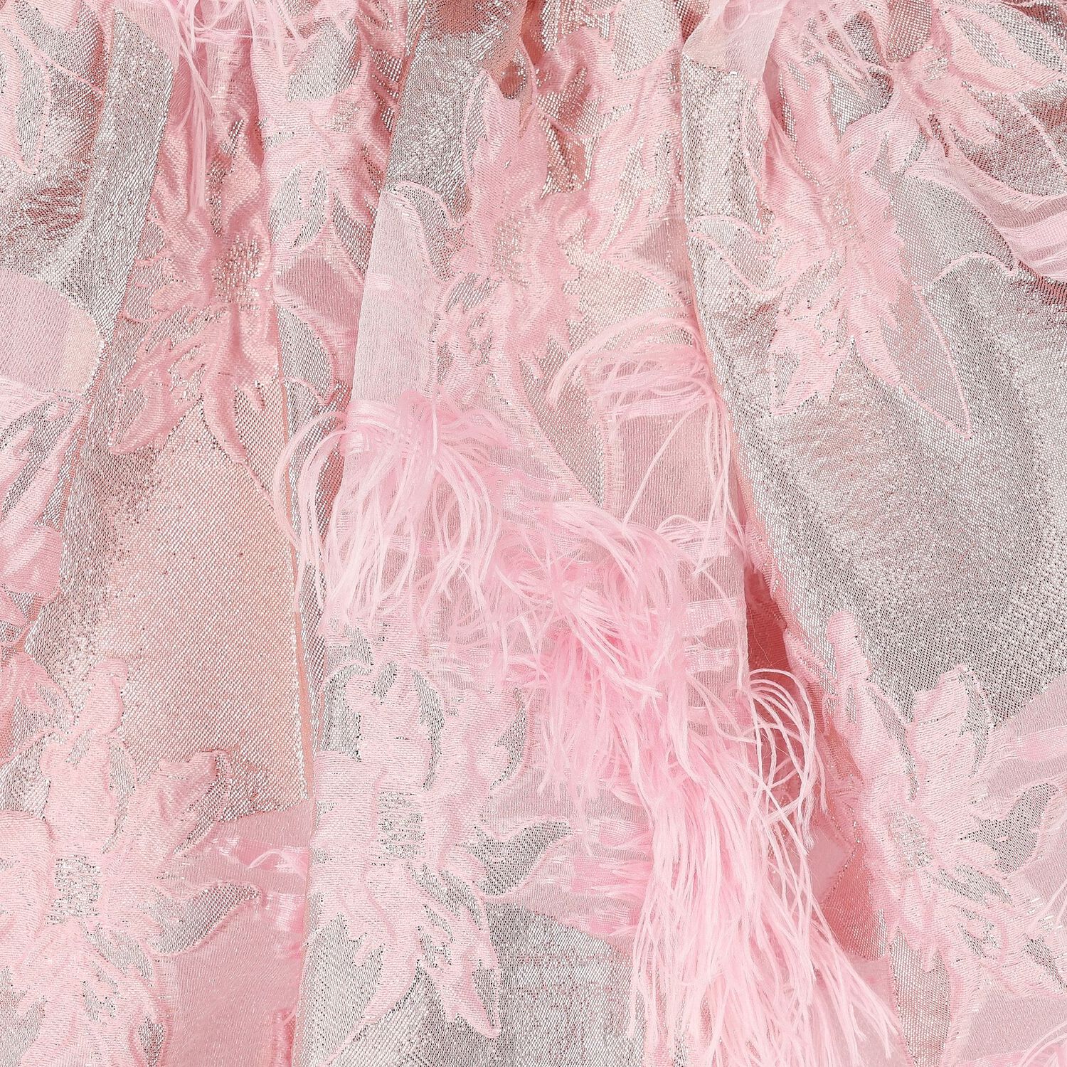 Girls Pink Floral Jacquard Dress, 1, hi-res