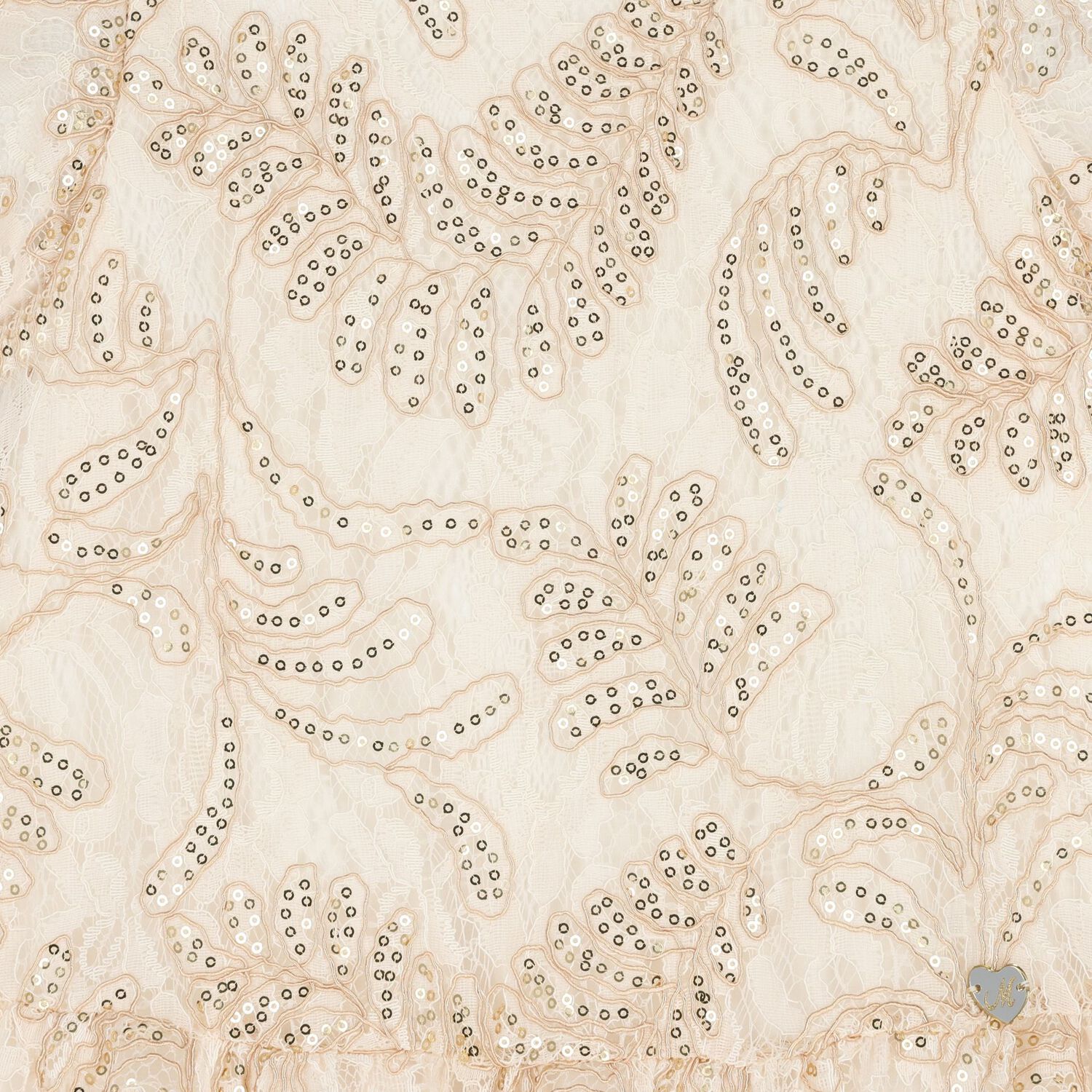 Girls Beige & Gold Lace Dress, 1, hi-res