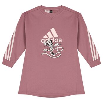 Girls Pink Minnie Mouse Logo Sweatshirt Dress