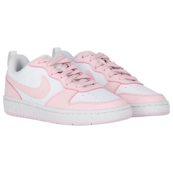 Girls White & Pink Nike Court Borough Low Trainers