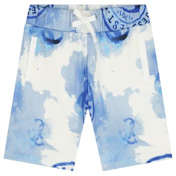 Boys Blue & White Logo Shorts