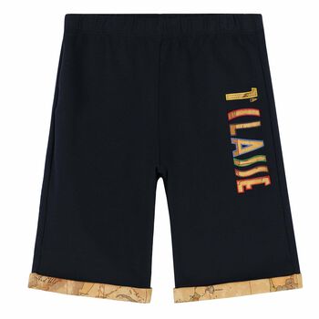 Boys Navy Blue Logo Shorts