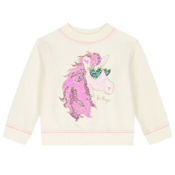 Girls Ivory Sequin Unicorn Sweatshirt