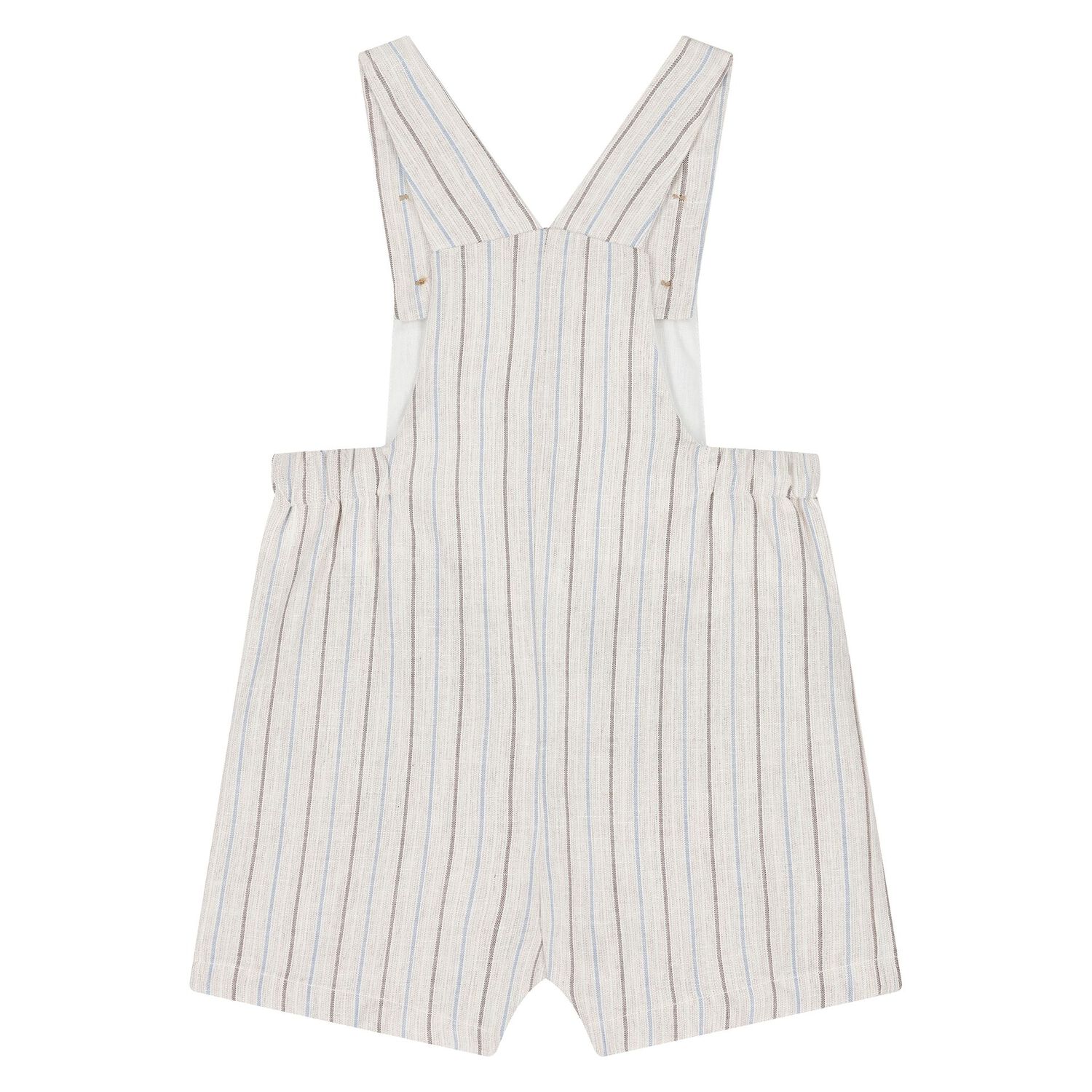 Baby Boys Beige & White Dungaree Set, 1, hi-res