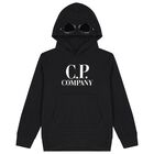 Boys Black Logo Hooded Top, 1, hi-res