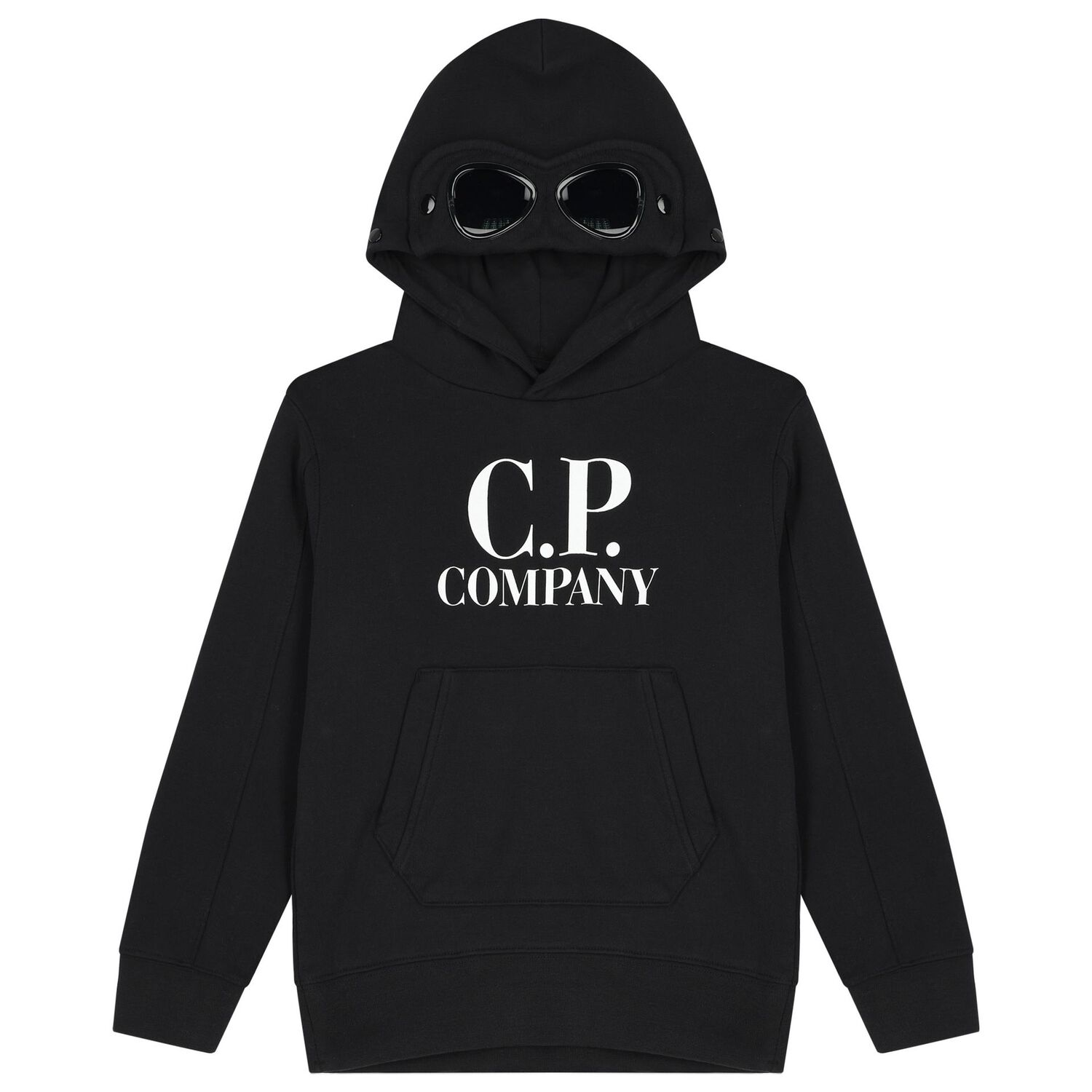 Boys Black Logo Hooded Top, 1, hi-res