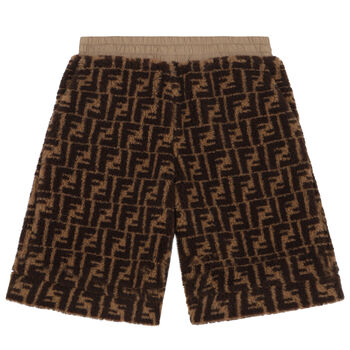 Boys Beige FF Logo Shorts